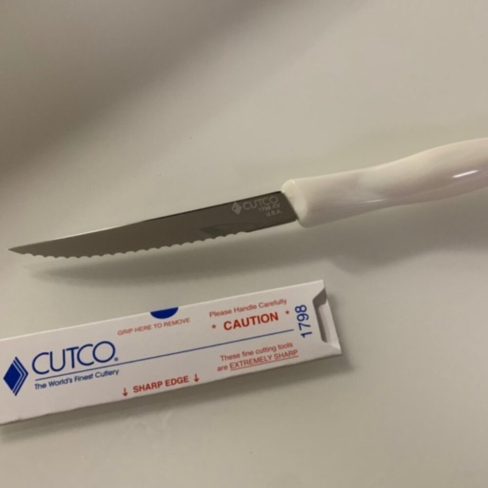 Cutco 1798 Mini Trimmer/Utility Sample Knife, 3" Blade, White Handle NEW!